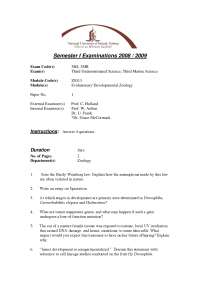 Zoology Module Exam Document (2008-2009) - Evolutionary Development Topics