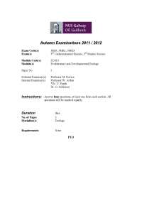 Oncogene - Evolutionary and Developmental Zoology - Exam