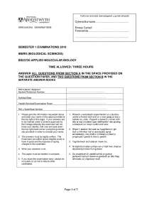 Saccharomyces - Applied Molecular Biology - Exam