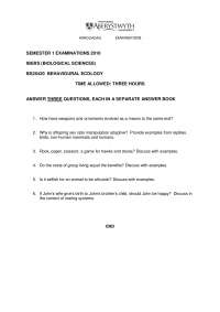 Sex Ratio Manipulation - Behavioural Ecology - Exam