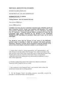 Intergovernmentalism - European Law - Past Exam