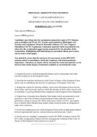 European Parliament - European Law - Past Exam