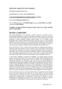 Local Authority - Law of Environmental Protection - Past Exam