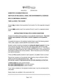 Exponential Phase Cells - Microbial Diversity - Exam