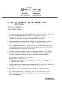 Production Function - Economics of Labour - Past Exam