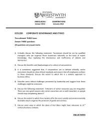 Consumerism - Corporate Governance, Ethics and Regulation - Past Exam