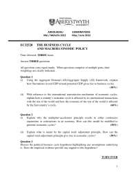 Aggregate Demand - Business Cycle and Macroeconomic Policy - Past Exam