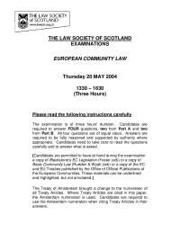 Free Movement of Services - European Community Law - Past Exam