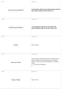 Biblical Terms and Concepts: Parallelism, Scholars, Prophetic Books, and Historical Events