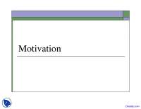 Motivation - Mind, Brain and Behaviour - Lecture Slides