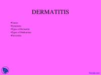Introduction to Dermatitis - Dermatology - Lecture Slides