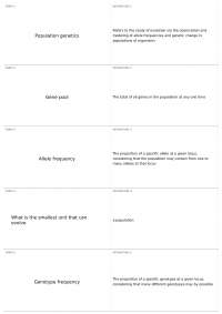 Population Genetics: Terms and Concepts