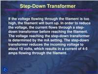 Step Down Transformer - Dental Radiology - Lecture Slides