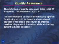 Quality Control in Dental Radiography - Dental Radiology - Lecture Slides