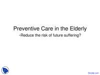 Preventive Care in Elderly - Introduction to Geriatrics - Lecture Slides