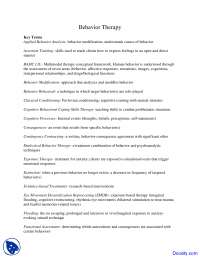 Behavior Therapy - Theories of Counseling - Lecture Notes