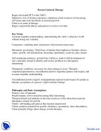 Person Centered Therapy - Theories of Counseling - Lecture Notes