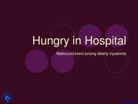Preventing Malnourishment in Elderly Hospital Patients: Prevalence & Consequences