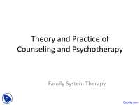 Family System Therapy - Psychotherapy - Lecture Slides