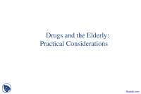 Drugs and Elderly - Introduction to Geriatrics - Lecture Slides
