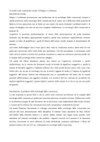 La realtà come costruzione sociale - Appunti di Sociologia Della Conoscenza