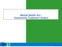 Mental Health Act - Introduction to Geriatrics - Lecture Slides