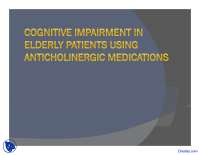 Anticholinergic Medications and Cognitive Impairment in Older Adults