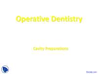 Cavity Preparations - Operative Dentistry - Lecture Slides