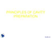 Principles of Cavity Preparation - Operative Dentistry - Lecture Slides