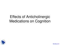 Effects of Anticholinergic Medications - Introduction to Geriatrics - Lecture Slides