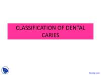 Classification of Dental Caries - Operative Dentistry - Lecture Slides