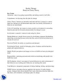 Reality Therapy - Theories of Counseling - Lecture Notes