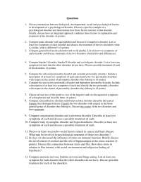Psychological Factors in Development - Abnormal Psychology - Past Exam