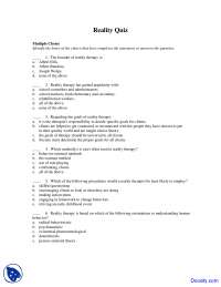 Reality Therapy - Theories of Counseling - Quiz