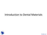Basic Classes of Dental Materials - Operative Dentistry - Lecture Slides