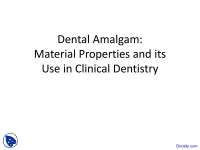 Dental Amalgam - Operative Dentistry - Lecture Slides