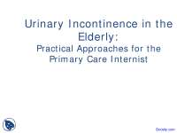 Urinary Incontinence in Elderly - Introduction to Geriatrics - Lecture Slides