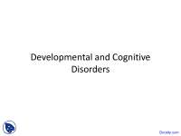 Developmental and Cognitive Disorders - Abnormal Psychology - Lecture Slides