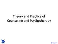 Counseling and Psychotherapy - Psychotherapy - Lecture Slides