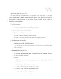Price Discrimination - Industrial Organization - Lecture Notes