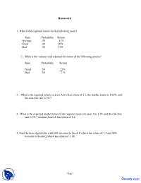 Variance and Standard Deviation - Financial Management - Homework ...