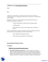 International Financial Market - International Finance - Lecture Notes