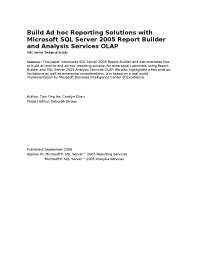 Microsoft SQL Server 2005 Report Builder and Analysis Services OLAP ...