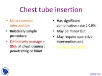 Chest Tube Insertion, Chest Trauma - Surgery - Lecture Slides - Docsity