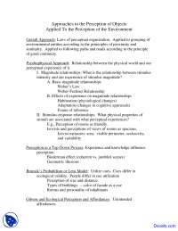 Approaches to the Perception - Environmental Psychology - Handouts