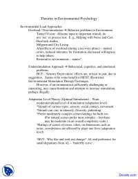 Environmental Load Approaches - Environmental Psychology - Handouts