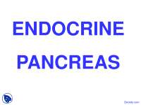 Endocrine Pancreas - Pathology - Lecture Slides - Docsity