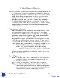 Weather, Climate and Behavior - Environmental Psychology - Handouts