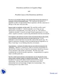Errors in Cognitive Maps - Environmental Psychology - Handouts