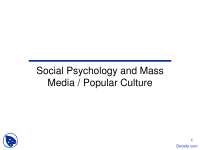 Social Psychology and Mass Media - Social Psychology - Lecture Slides